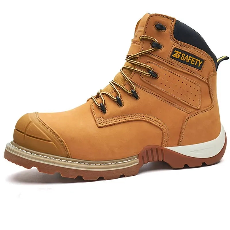 COMPOSITE WORK BOOTS - Men's Genuine Leather Safety Boots - Puncture-Proof, Indestructible
