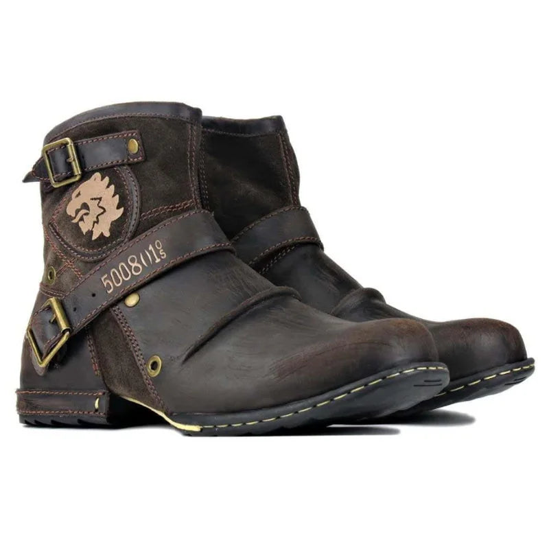 IRON RIDER - Knee-High Cowboy Boots - Buckle Up, Ride Out