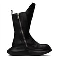 Men's Gothic Platform Mid-Calf Boots - Handmade Genuine Leather Zip Moto Dark Luxury