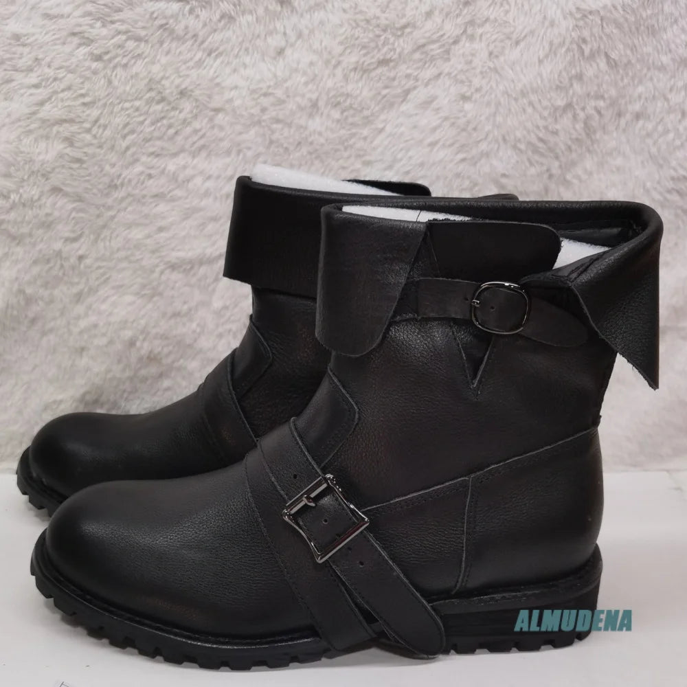 Urban Combat Boots - Buckle Strap Round Toe Low Heel Minimalist Street Style