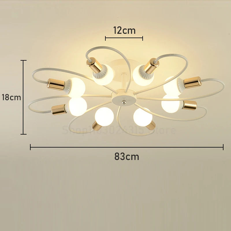 Retro Industrial Pendant Light – 3/6/8 Heads, Black/Gold/White