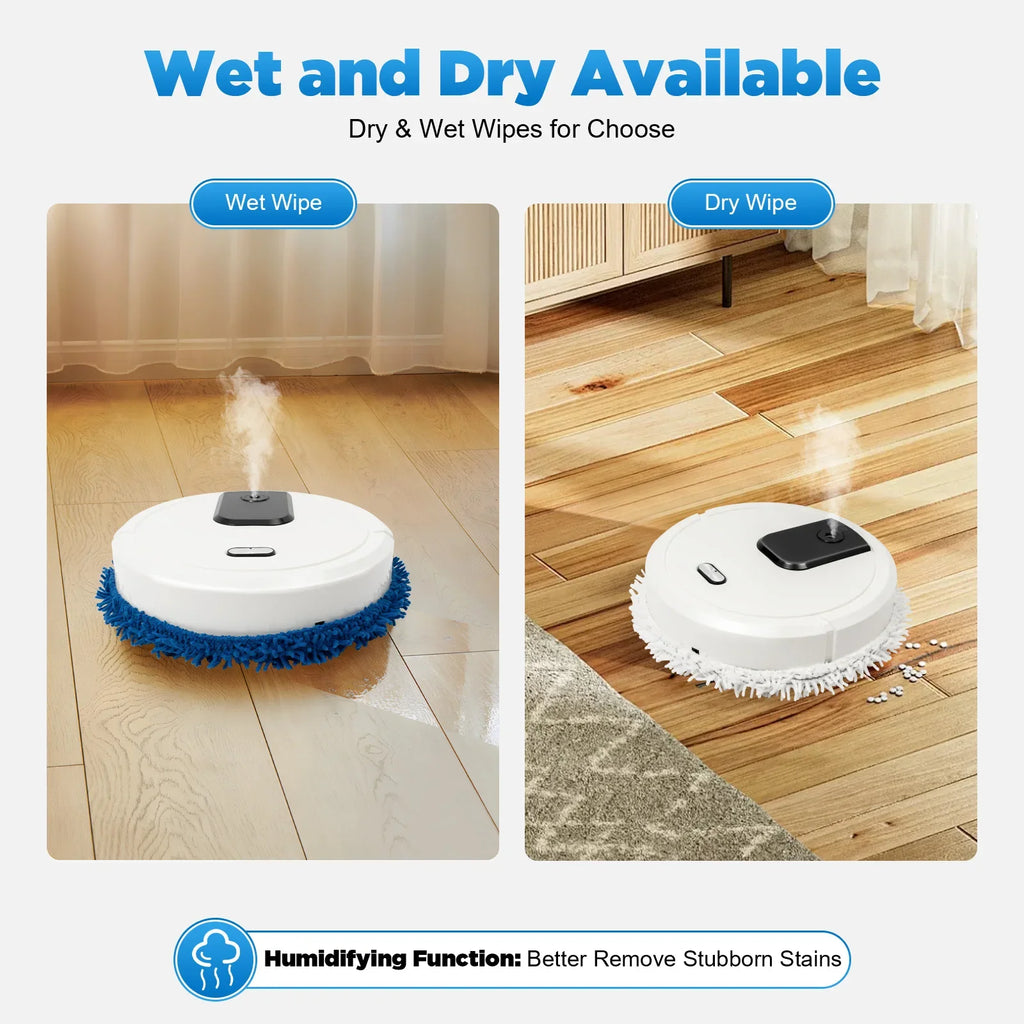 60min Cleaning Robot Mop 360° Sweeping Mopping Wet Dry