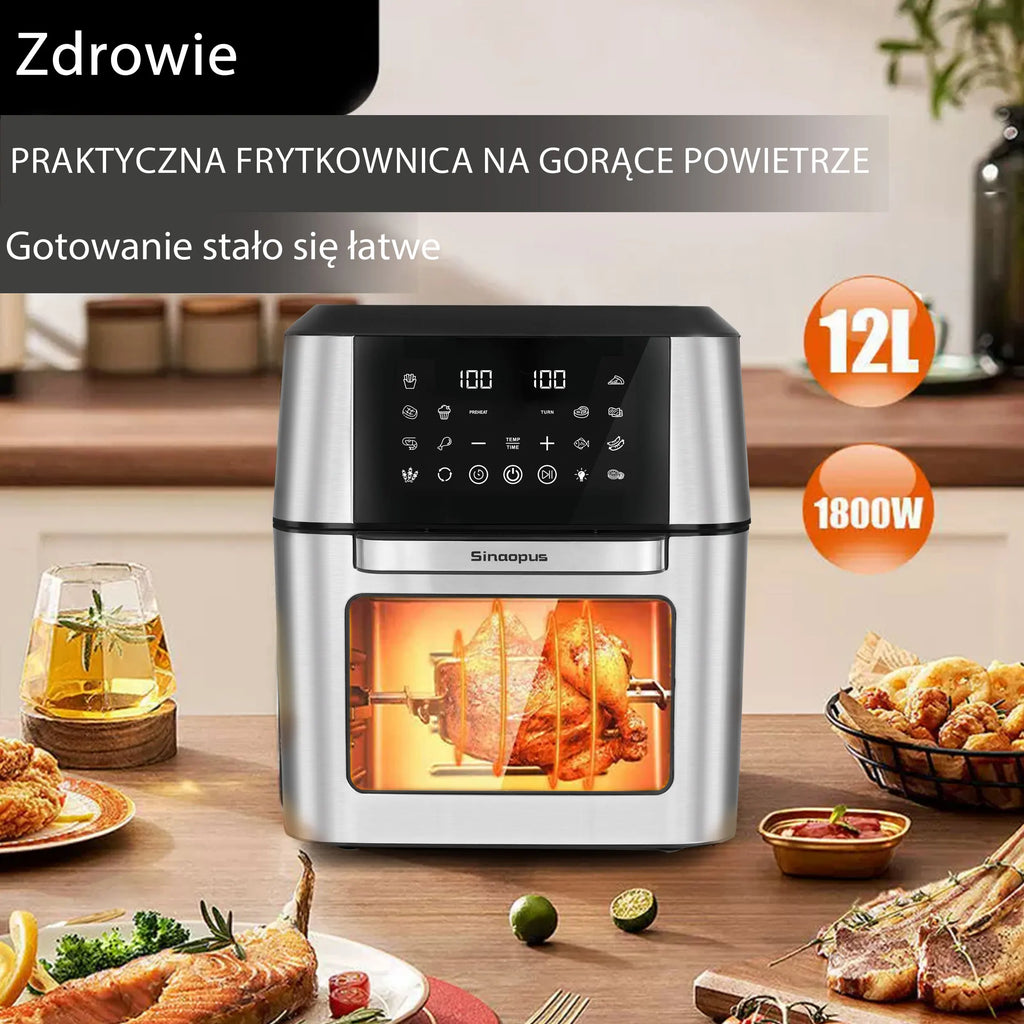12L Air Fryer Oven – 360° Hot Air Window LED Touch