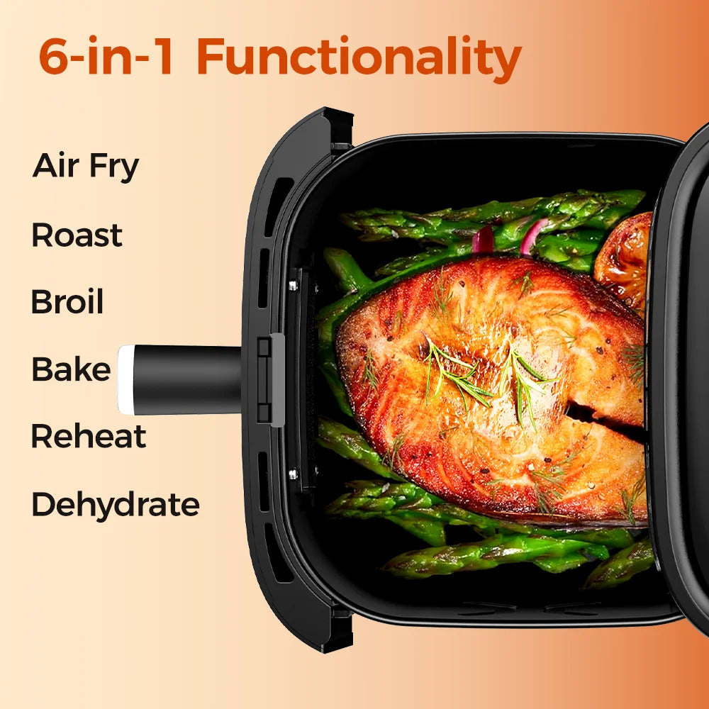 5.5L Air Fryer 1350W Oil-Free Viewing Window 8 Presets