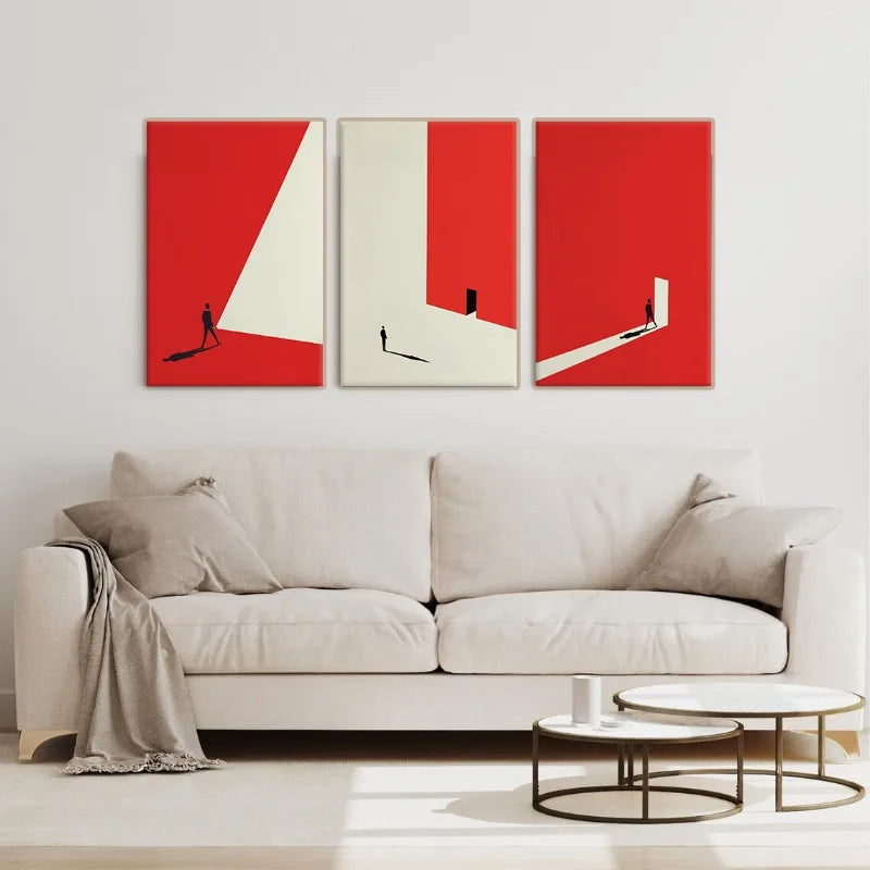 Bauhaus Red Geometry Wall Art - abstract print - modern decor