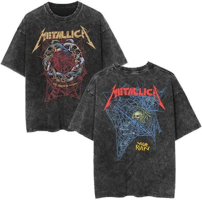 Metallica T-Shirt – Washed Vintage Rock Band Tee The Judas Kiss Unisex