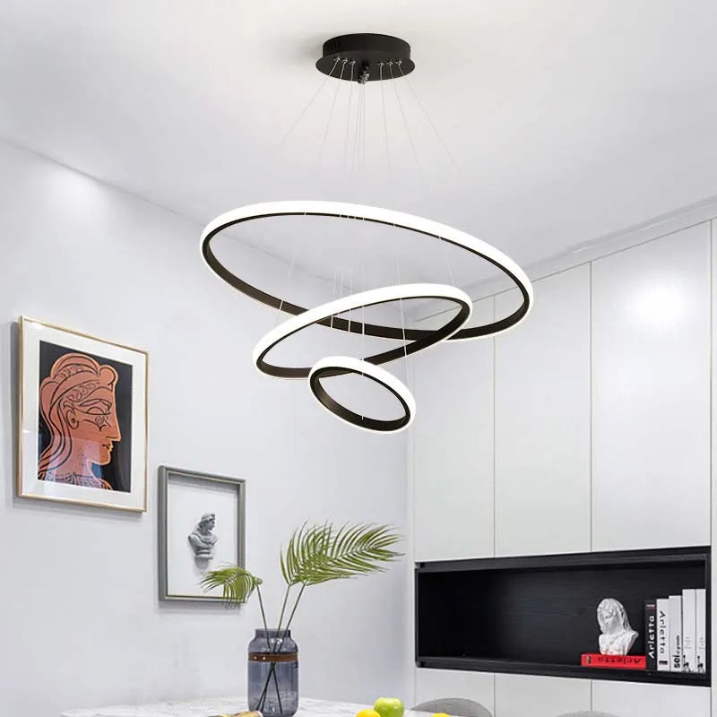 Modern Pendant Chandelier – Gold/White/Black, Dining & Bedroom