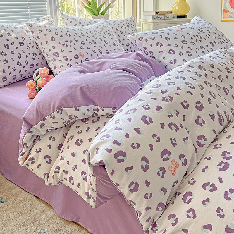 FLORAL DOUBLE YARN DUVET COVER - Washed Polyester, 14 Patterns - Soft Nights