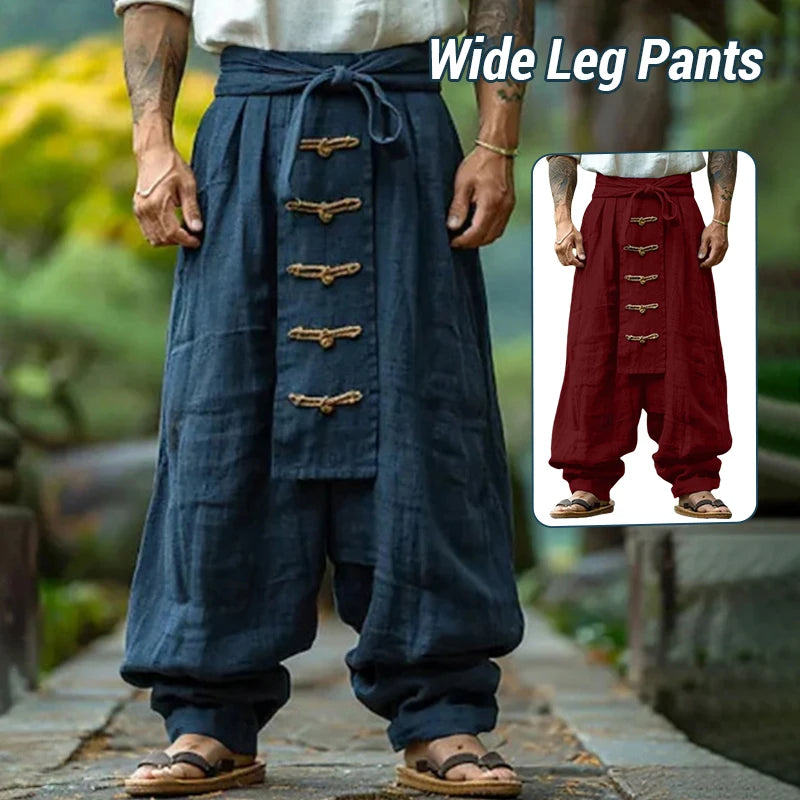 WIDE LEG LINEN PANTS - Lace-Up Waist, 2 Colors - Still Afternoons