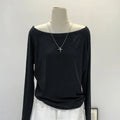 Autumn Winter One Shoulder Cotton Long Sleeve Slant Shoulder Women's Clothing Style Interior Wide Truffle Shoulder Base Shirt