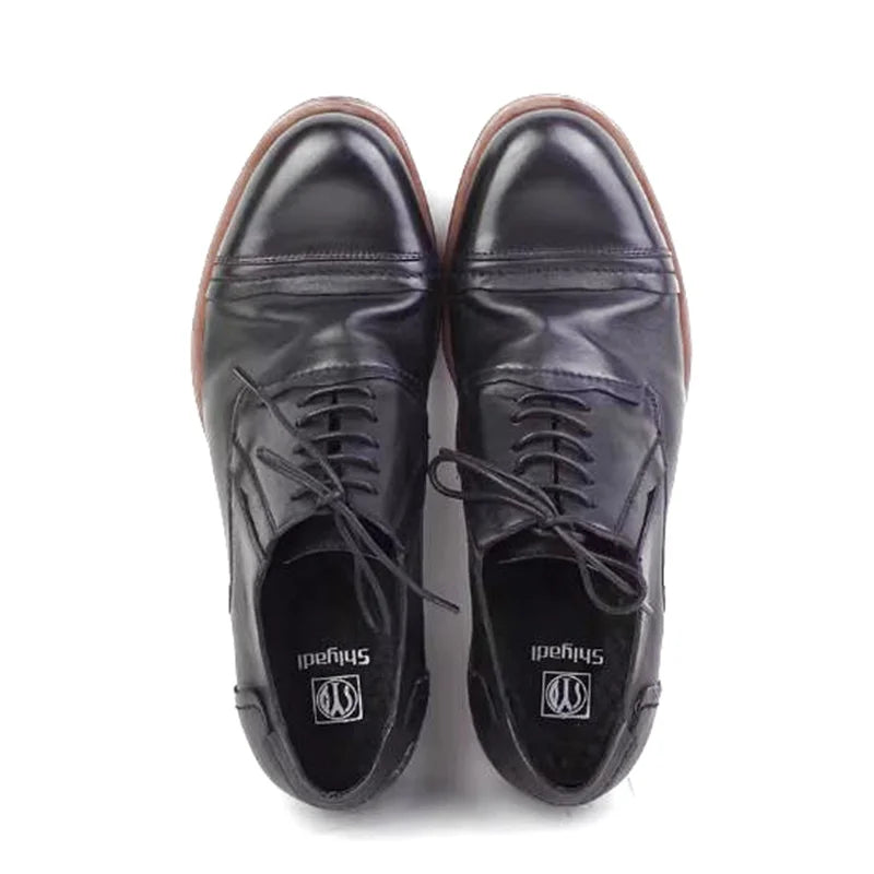 Men's Genuine Leather Oxford Shoes - Vintage Lace-Up Workwear Casual