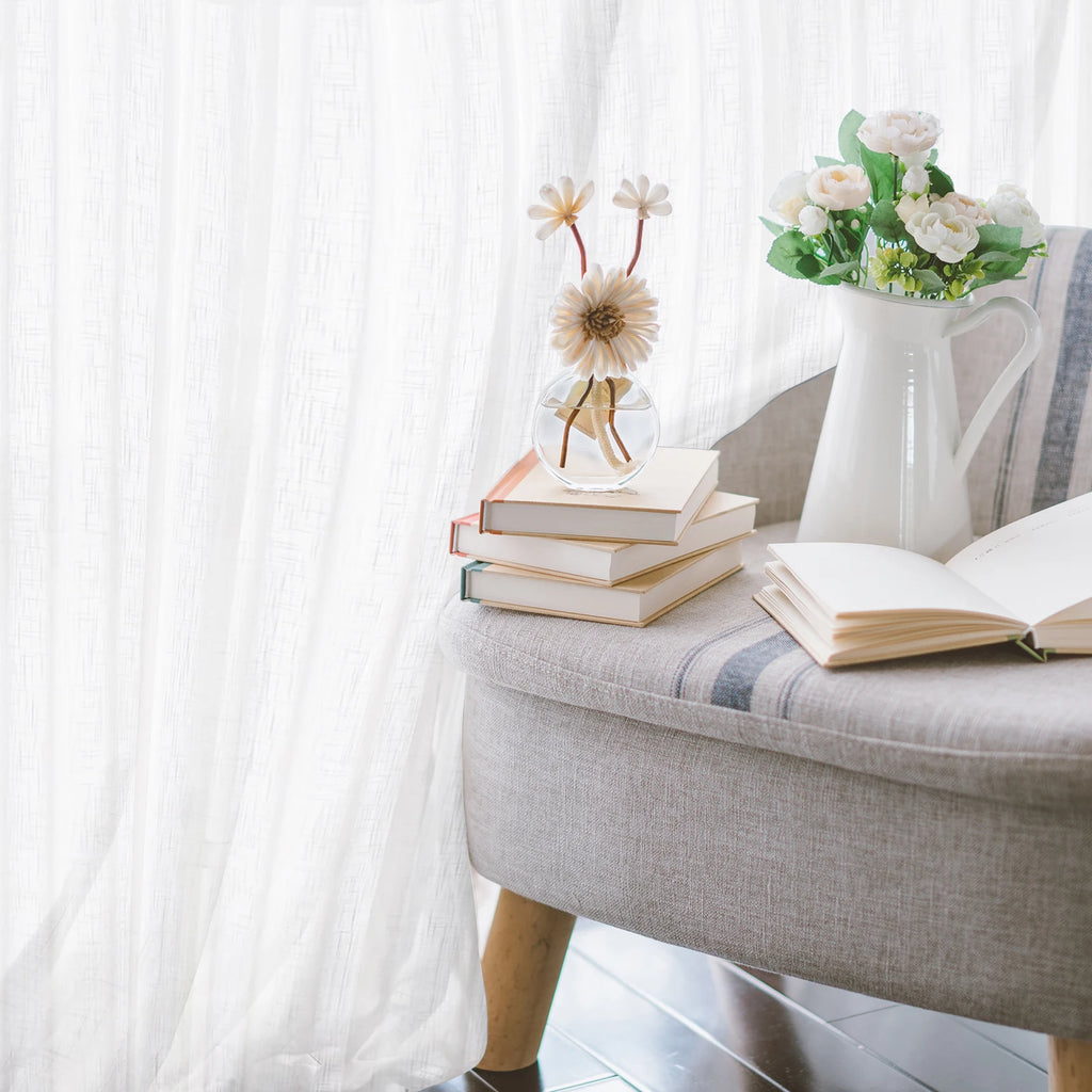 MODERN LINEN SHEER CURTAINS - 2 Panels, 1–40% Shading - Soft Window Light