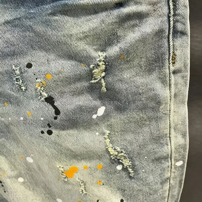Men Summer Baggy Stretchy Denim Shorts Jeans for Men Streetwear Ripped Knee Length Baggy Comfort Cargo Casual Shorts Pants Jeans