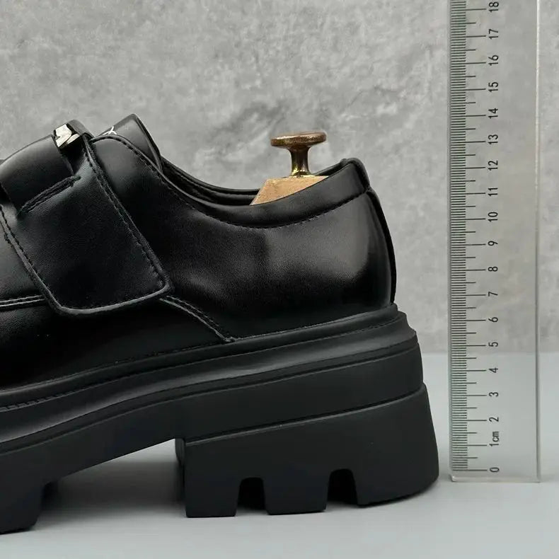 COMMUTE KING - Men's Platform Height-Increase Derby Shoes - Waterproof Pigskin Leather Round Toe Business Shoes
