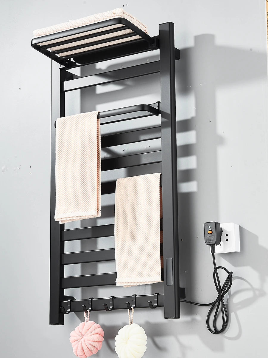Electric Towel Warmer - Timer & Shelf - Bathroom Comfort