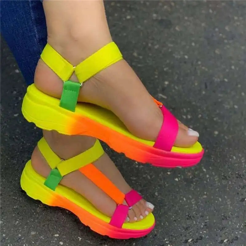 Beach Shoes Woman 2024 Summer Sandals Woman Non-Slip Casual Multi Color Shoes Fashion Solid Open Toe Sandals Daily Comfortable