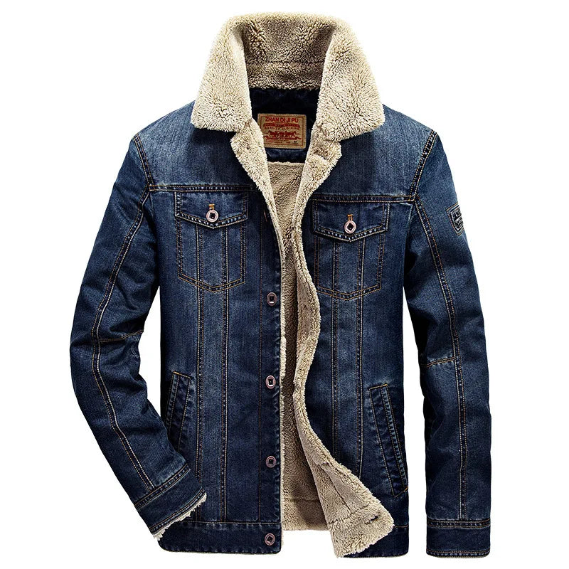 FROST DENIM - Men's Fleece-Lined Denim Trucker Jacket - 2 Colors, M–8XL