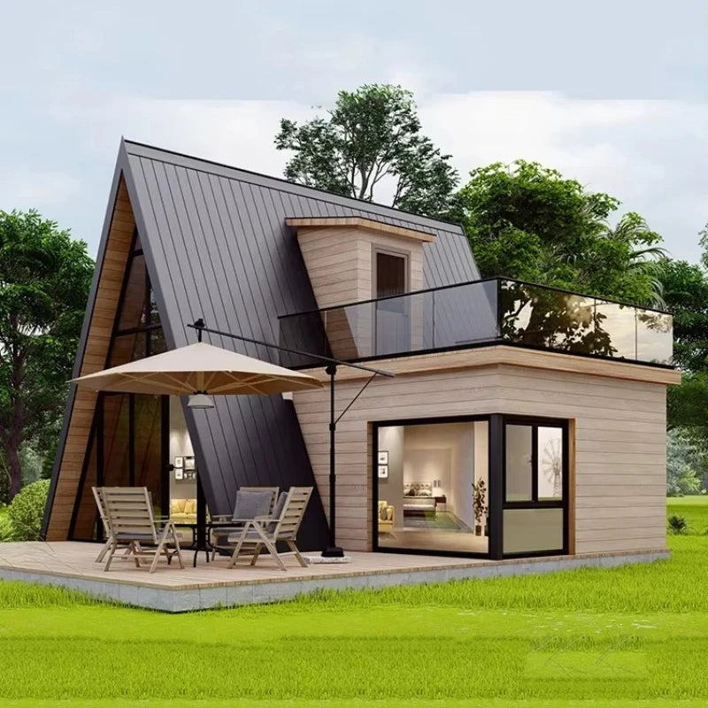 A-Frame Prefab Homes - Triangular Luxury Villas Fast Install Terrace