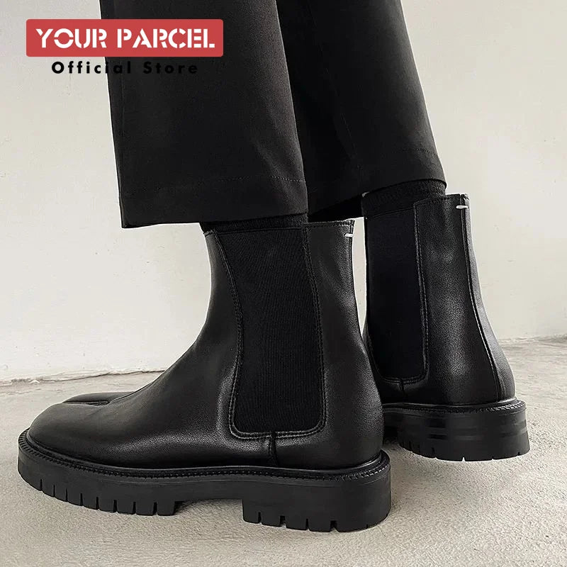Chelsea Boots - Slip-On Round Toe Low Heel Korean British Style - Men & Women