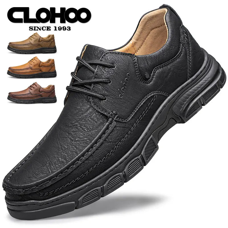 SOLE CRAFT - Men's Handmade Leather Loafers - Thick Rubber Sole, Breathable, Classic Sewn