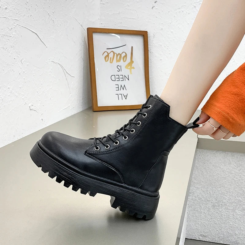 Lace-Up Ankle Boots – Block Heel