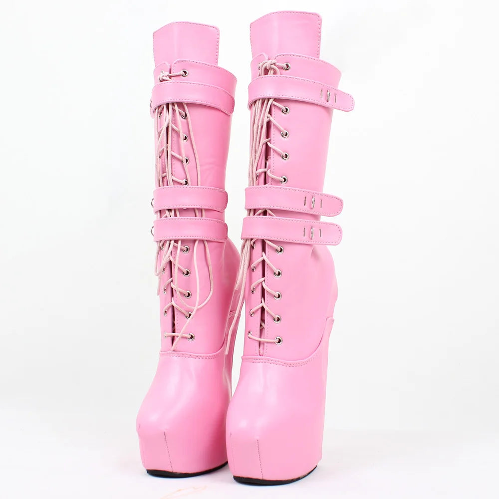 20cm Hoof Heel Ballet Boots – Platform Mid-Calf Zip