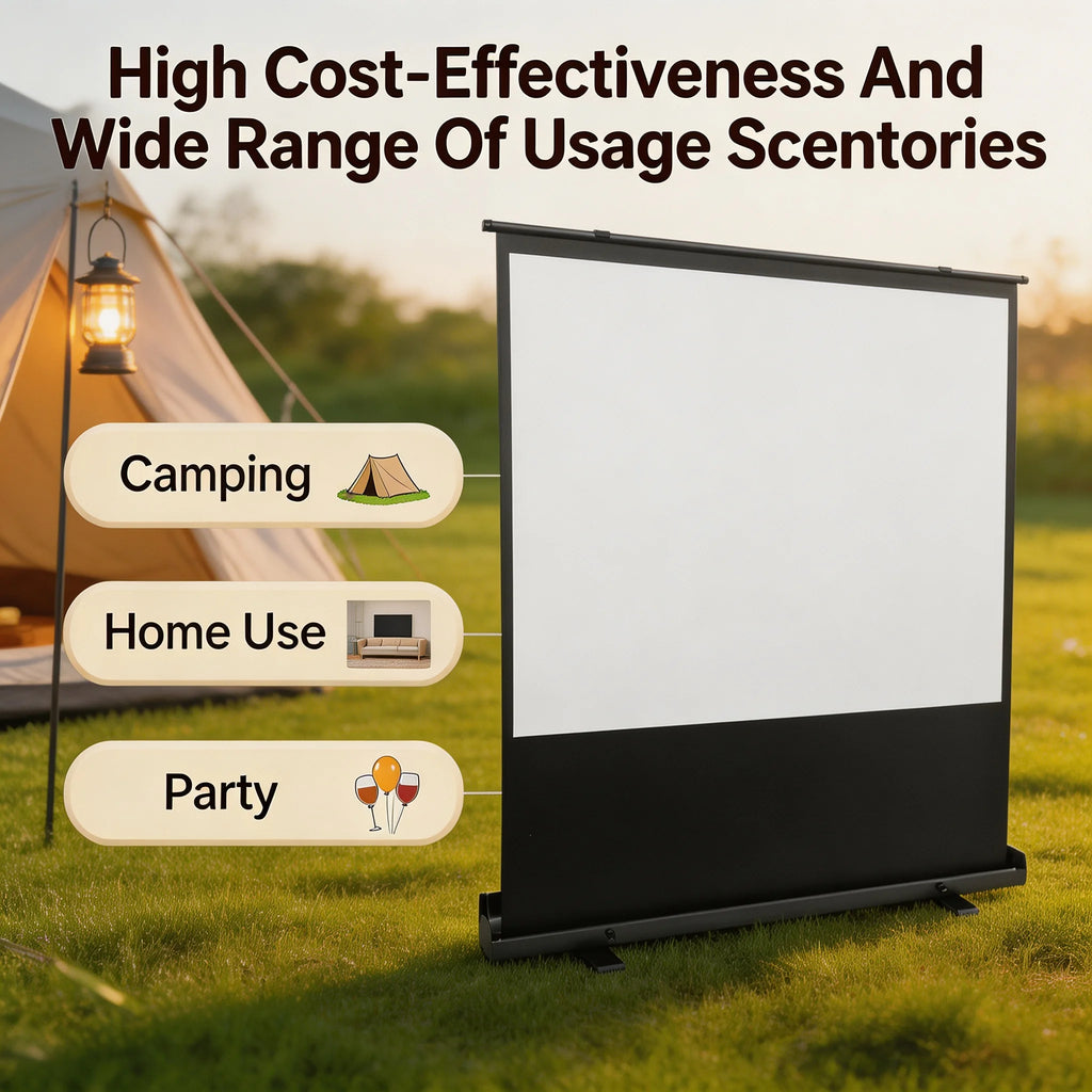PORTABLE PROJECTOR SCREEN - 4:3, 80″ Viewing - Pull-Up Home Cinema