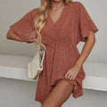 2024 Europe and the United States Spring and Summer New Women's Printed V-Neck Short-Sleeved Casual Loose Dress for Women