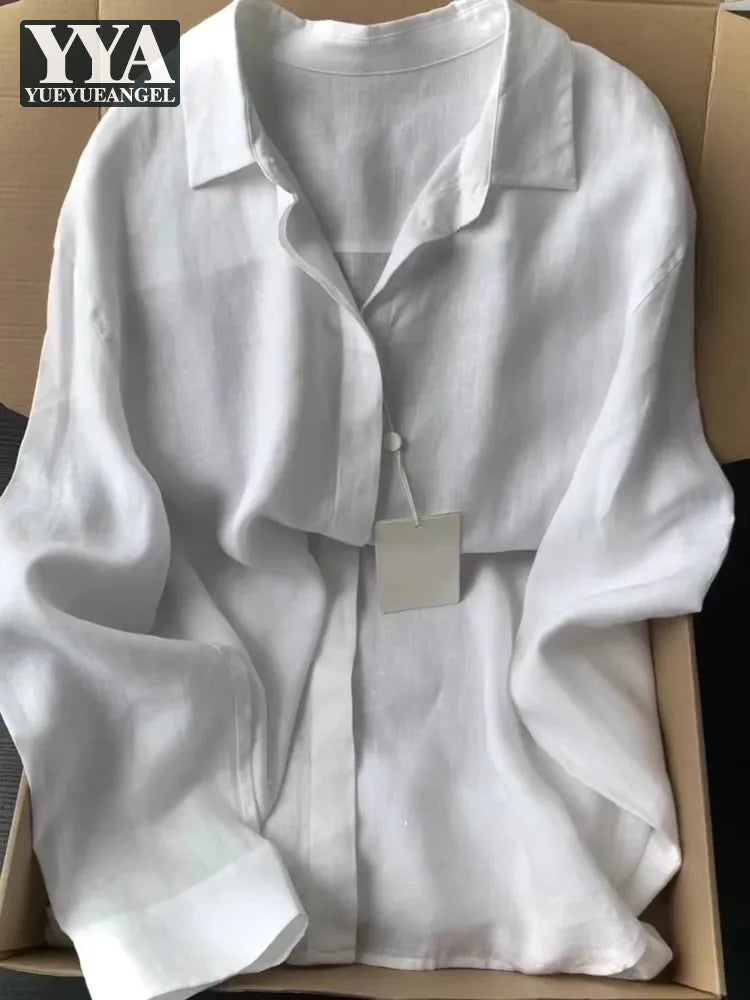 LINEN OFFICE SHIRT WOMEN - Loose Fit, Long Sleeve, 4 Colors - Clean Days