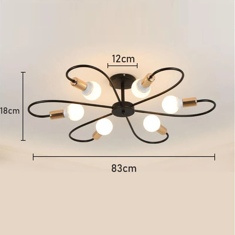 Retro Industrial Pendant Light – 3/6/8 Heads, Black/Gold/White