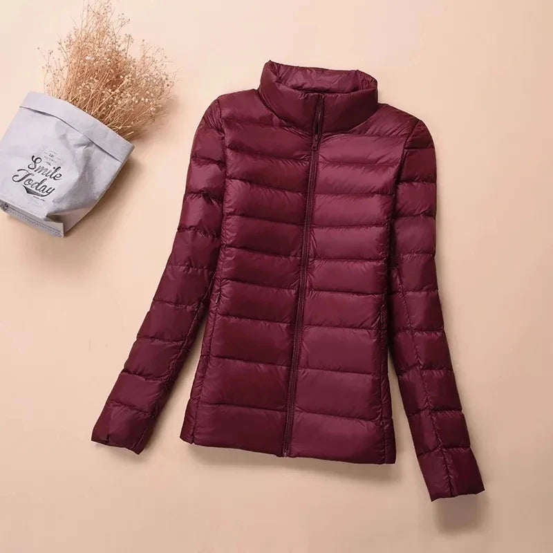 Slim Short Puffer Jacket - Hooded & Stand Collar
