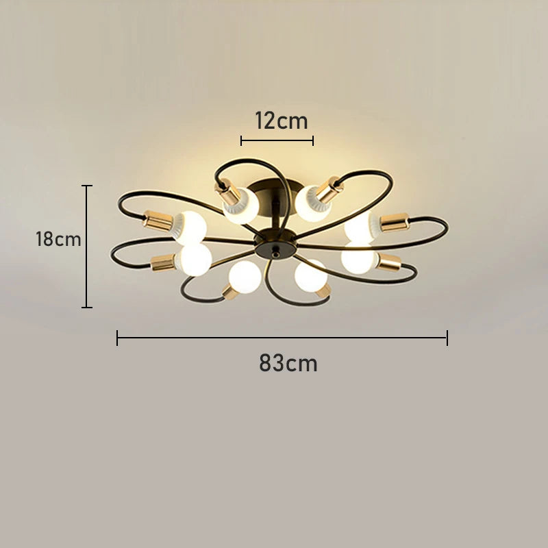 Retro Industrial Pendant Light – 3/6/8 Heads, Black/Gold/White