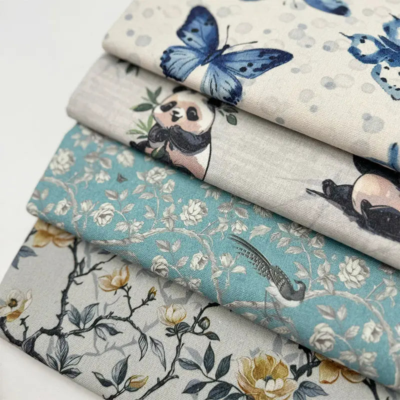 ORIENTAL PRINT COTTON LINEN FABRIC - Brocade Woven by the Meter - Bold & Breathable