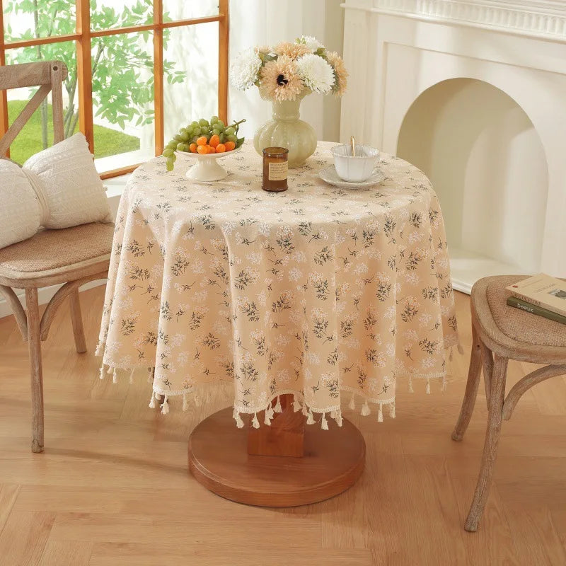 EMBROIDERED FLORAL TABLECLOTH - Cotton, Round & Rectangle, 14 Sizes - Garden Table Mood