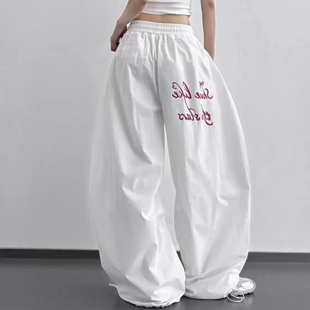 Letter Print Wide Leg Sweatpants