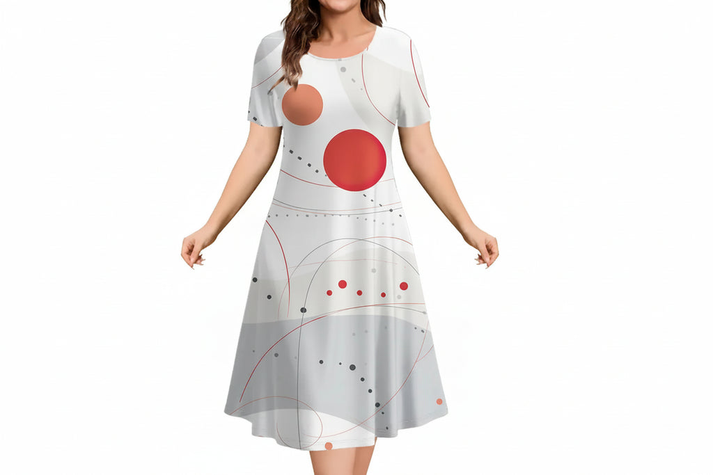 Abstract Dot Print A-Line Dress – Loose Plus Size