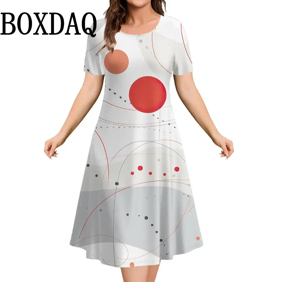 Polka Dot Print Women's Dresses For Summer Clothing Short Sleeve Loose Plus Size Dress Fashion Elegant Ladies Street Mini Dress