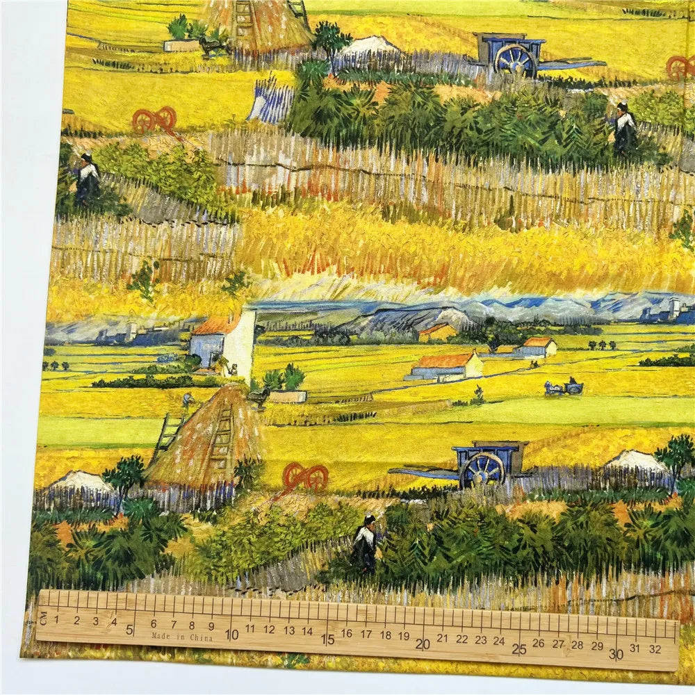 OIL PAINTING PRINT COTTON FABRIC - 105cm Wide, 20 Designs - Craft Canvas