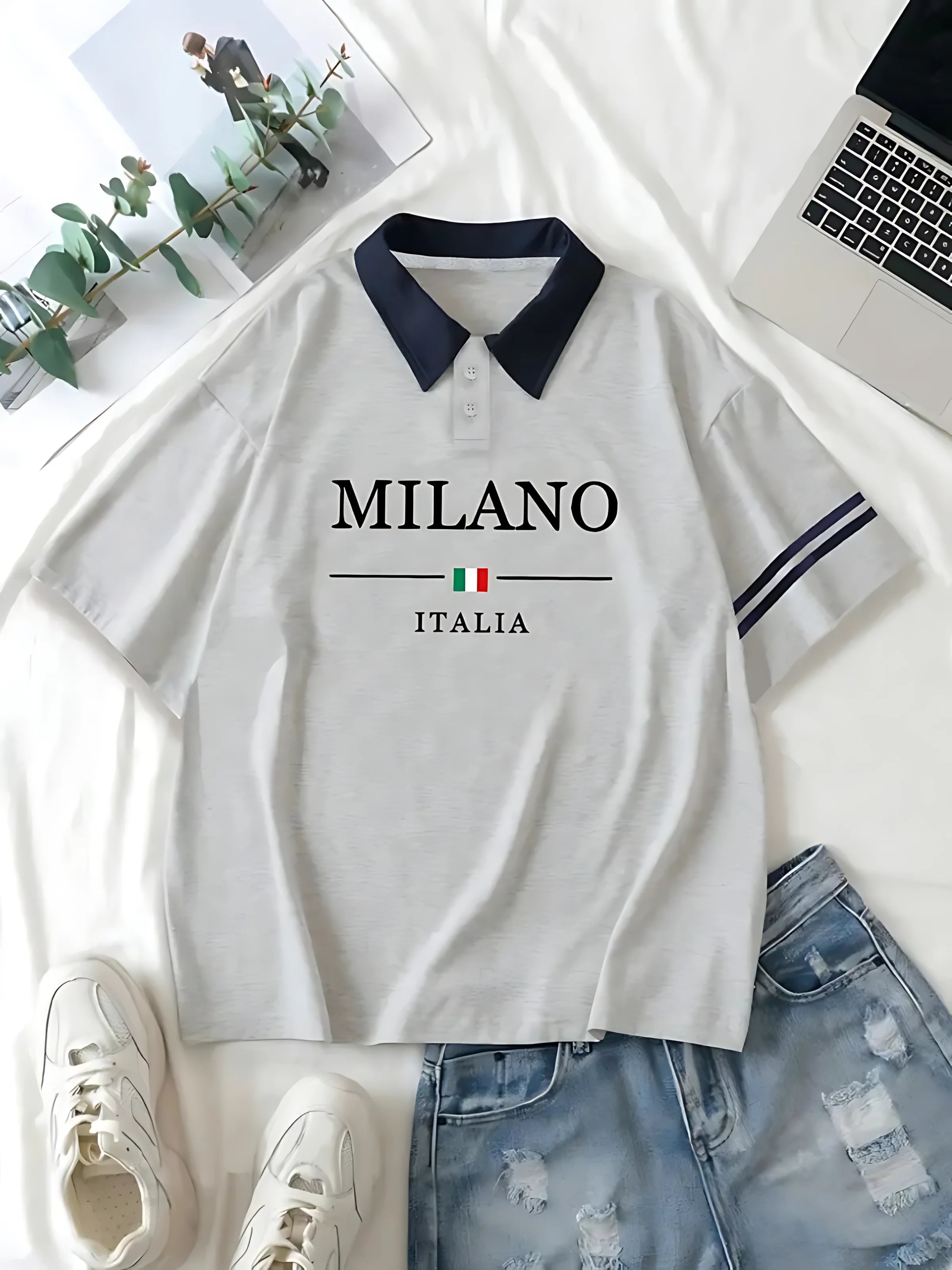 The 2025 summer new men's POLO shirt features a casual fashionable comfortable soft and breathable 3D letter pattern print