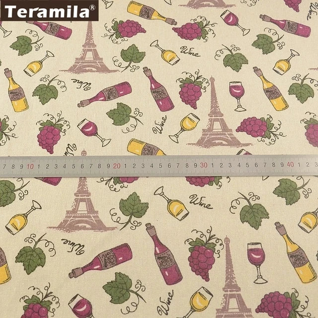 PRINTED CANVAS LINEN FABRIC - Cotton Linen Blend by the Yard - Bold Patterns for DIY