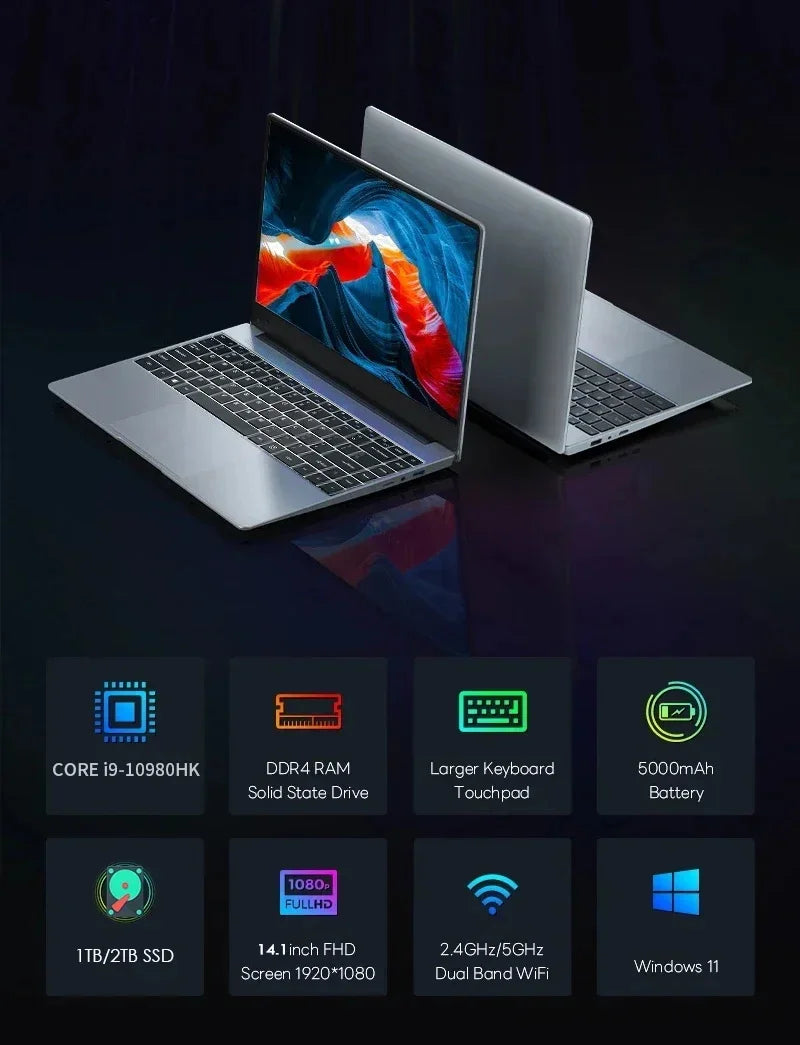 2026 Portable Gaming Laptop – Core i9 10980HK, 16GB RAM, 1/2TB SSD, Windows 11 Pro