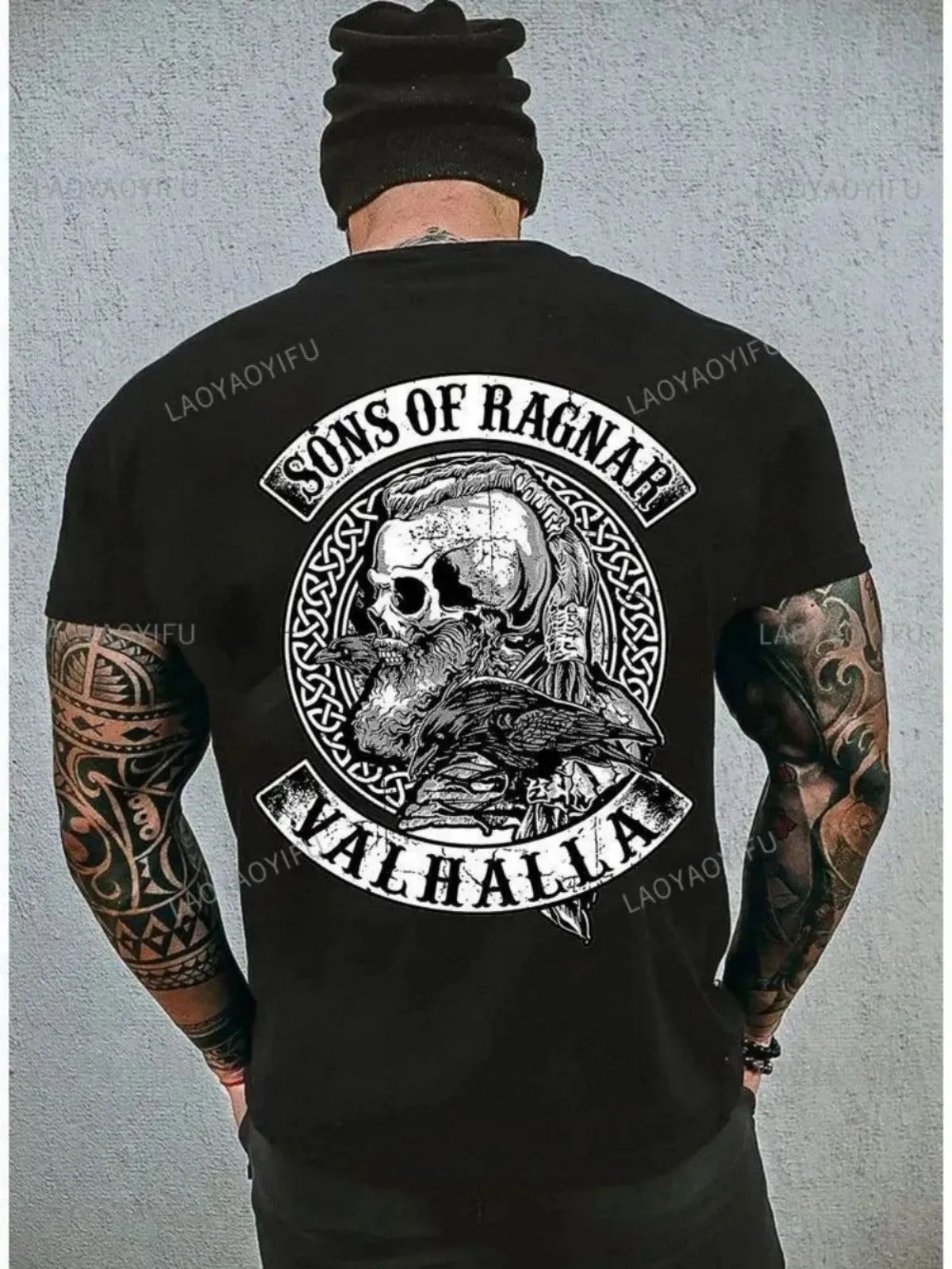 Viking T-Shirt Sons Of Odin Valhalla - Skull Biker Tee