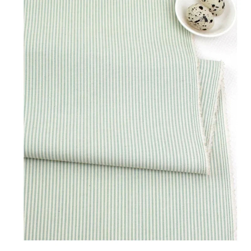 STRIPED COTTON SATEEN FABRIC - Stripes, Grid or Solid, 150cm Wide - Home & Craft