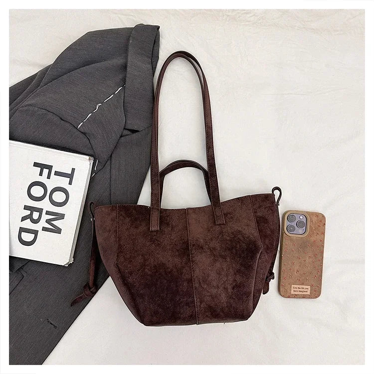 Light Luxury Solid PU Hasp Shoulder Bag for Women Commuting Frosted Leather Handbag 2026 Hot Sale Large Capacity Niche Tote Bags