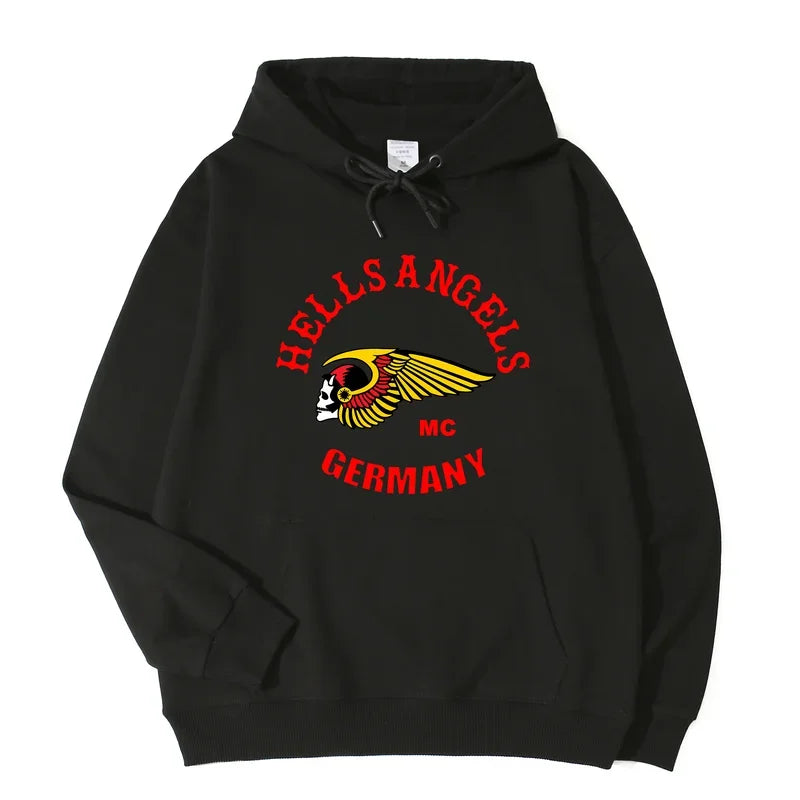 Biker Wing Skull Hoodie Germany Vintage Motorcycle Club Unisex