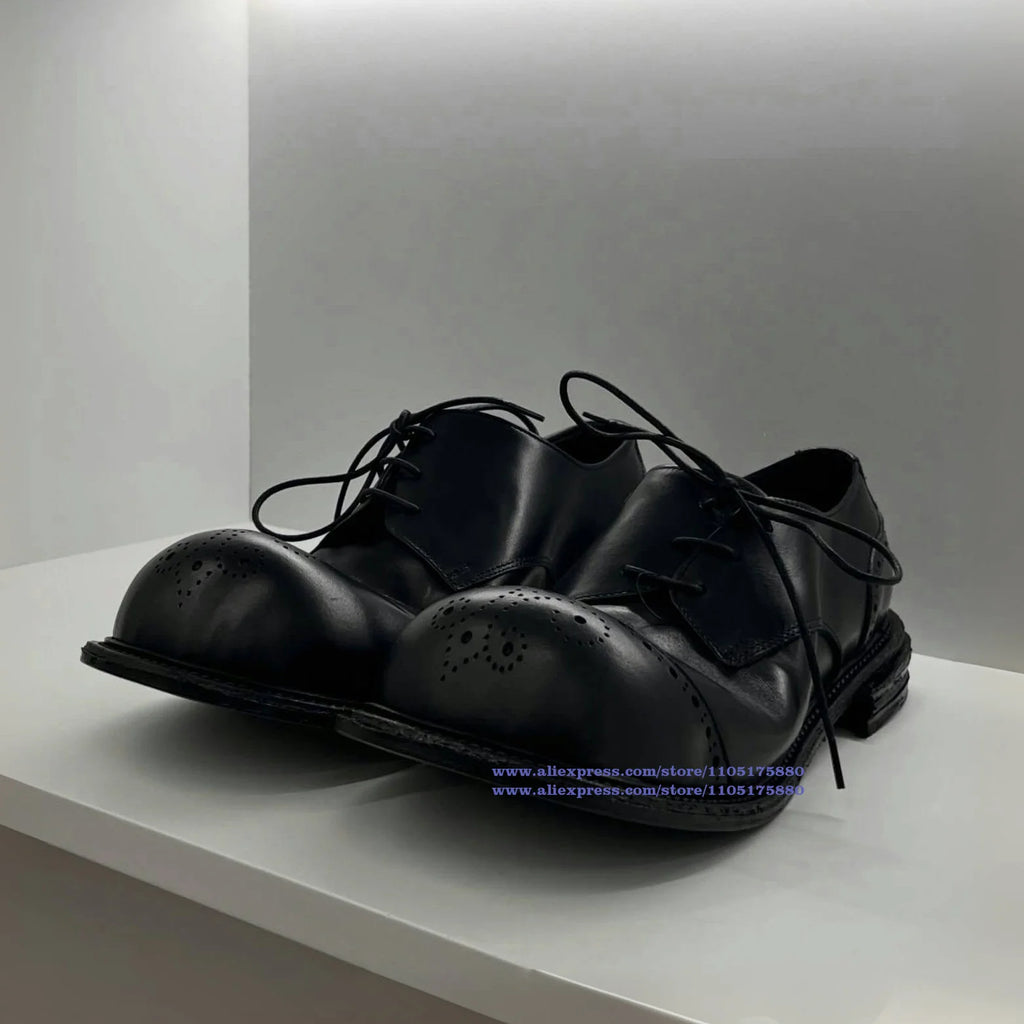 STREET BROGUE - Men's Height-Increase Vintage Brogue Oxford Shoes - Lace-Up Big Round Toe Streetwear Derby