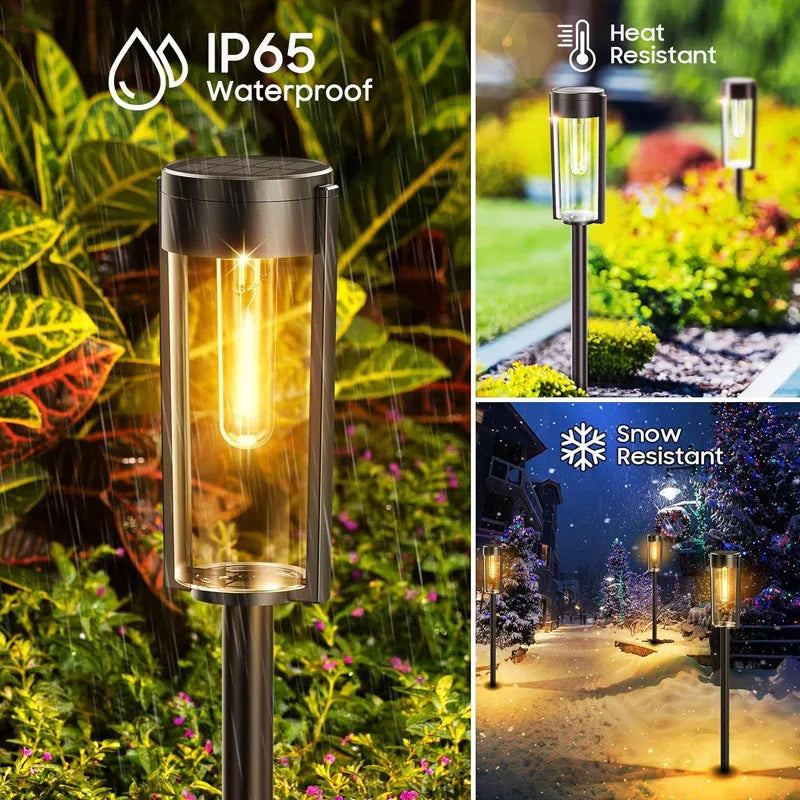 SOLAR PATHWAY LIGHTS - Warm White, 2–6-Pack - Retro Garden Glow