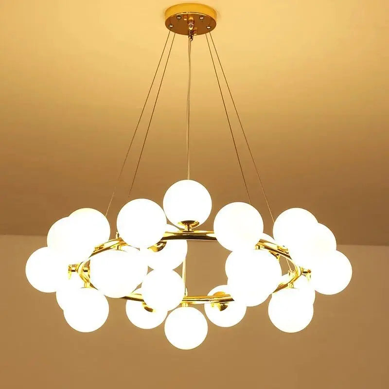 Glass Ball Chandelier – Gold/Black, 8–45 Heads, Scandinavian