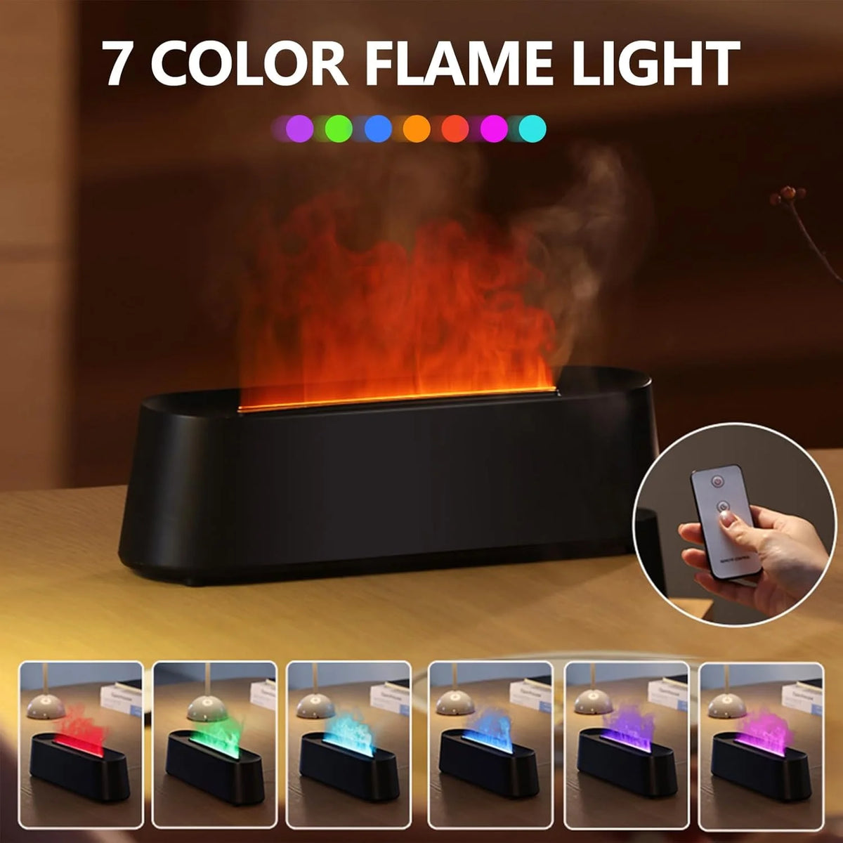 Flame Aroma Diffuser - Cool Mist - 7 Colors