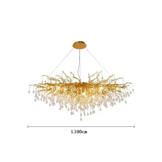 Luxury Gold Crystal Chandelier – Water Drop, Pendant & Ceiling